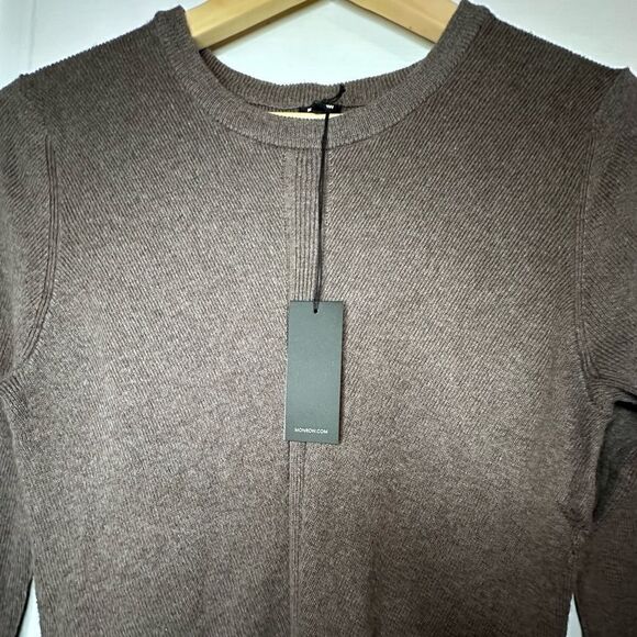 NWTs Monrow Mini Sweater Dress Cashmere in Iced Coffee Size Large